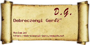 Debreczenyi Gerő névjegykártya